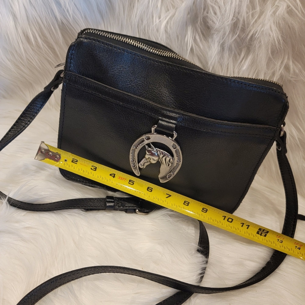Patricia Nash Heritage Horseshoe Medallion Nazaire Leather Crossbody Black 🖤 🐴 - Picture 6 of 15